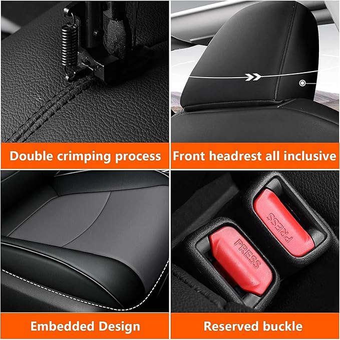 AOMSAZTO Custom Fit Seat Covers for Toyota RAV4 Hybrid 2019 2020 2021 2022 2023 2024 2025 (Not for XSE&2022-2025 SE Hybrid)-Full Set Faux Leather (Black&Grey)