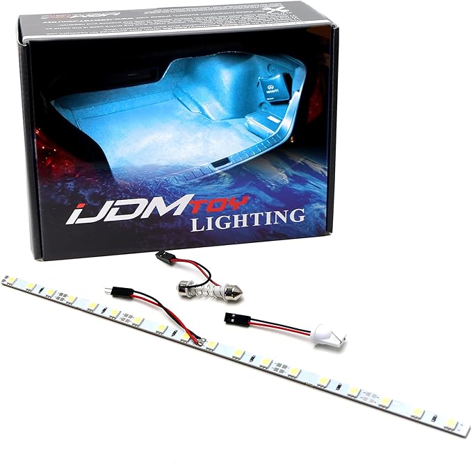 iJDMTOY 18-SMD-5050 LED Strip Light Compatible with Car Trunk Cargo Area or Interior Illumination, Ice Blue