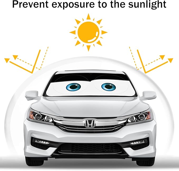 eygeufg Windshield Shade, Car Sun Shade for Front Windshield（Eyes-Black，Large）