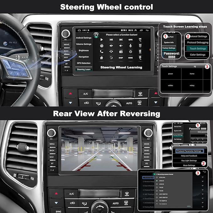 5GWiFi Upgrade Car Radio for Jeep Grand Cherokee 2011-2013, Dodge Durango 2011-2013, 7inch Touch Screen Stereo Headunit Wireless Carplay Android Auto GPS Navigation FM Camera Bluetooth RDS Mirror Link