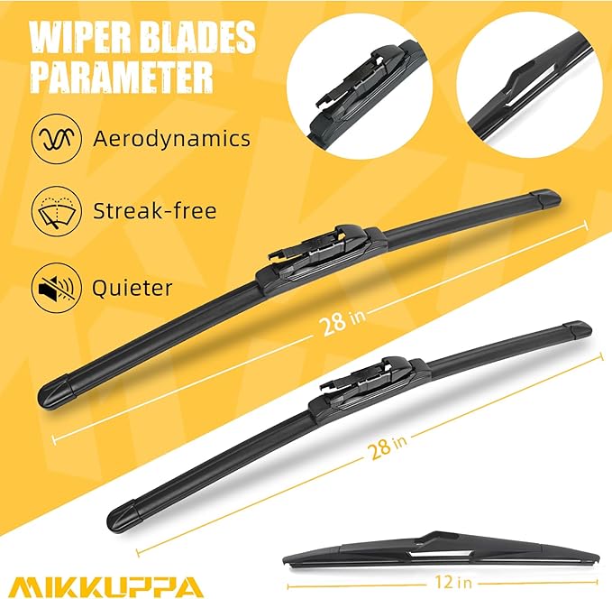 MIKKUPPA 28"+28"+12" Windshield Wiper Blades Replacement for 2012-2018 Ford Focus Original Factory Quality All Season Front Rear Wiper Blade Set (Pack of 3)