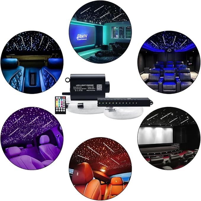 AKEPO Shooting Star Starlights Headliner Kit, 430pcs Mixed Dia. Optical Fiber Strands 9.8ft/3m with Shooting Star Effect 16W APP/Remote Control Music Activated Effect Fiber Optic Lights