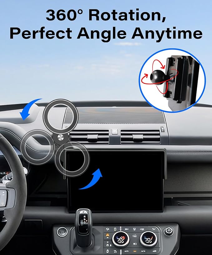 Car Phone Holder for Land Rover Defender 2022 2023 2024 2025 Accessories Apply to 11.4 Inch Touch Screen Fixed Clip Magnetic Cell Phone Mount Hands-Free 360 Degree Rotation