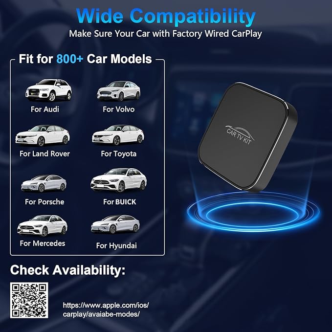 Wireless CarPlay Adapter for Apple, Car TV Mate with HDMI Input for TV Sticks and Game Consoles, Plug and Play, Fit for Cars with Factory Wired CarPlay from 2016 & iOS 10+ iPhone