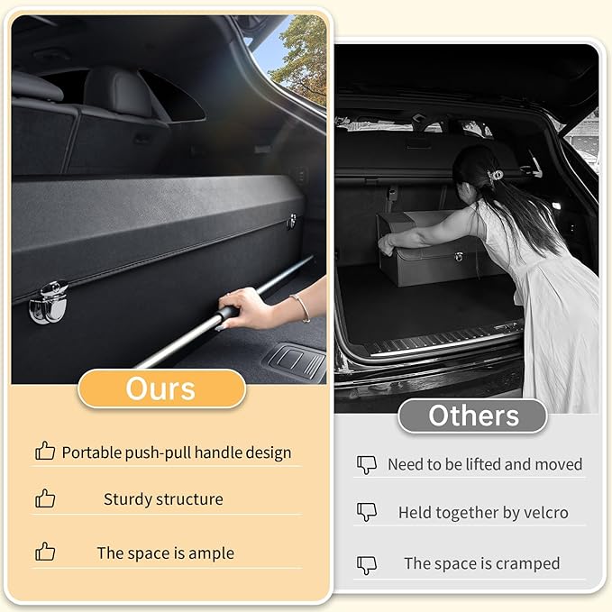 Trunk Organizer for SUV, Collapsible Leather Trunk Organizer for Car with Lid Car Storage for Sedans, Truck, Van, Jeep (Black, 37 x 11.4 x 12.2in)