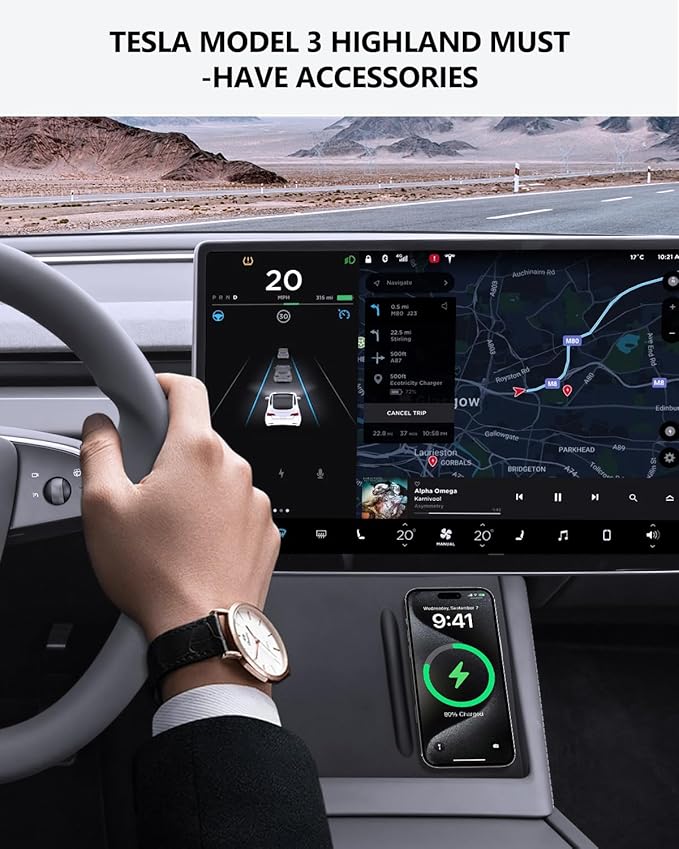 2025 Tesla Wireless Charger Mat Model 3 Highland 2024 2025 Center Console Silicone Cover Wireless Charging Phone Pad Interior Model 3 Accessories