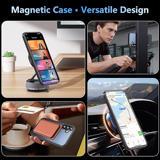 OWKEY for Samsung Galaxy A15 5G Phone Case with Screen Protector & Stand, Magnetic Case for Magsafe Military-Grade Protection Shockproof Matte Cover for Samsung Galaxy A15 5G (Black)