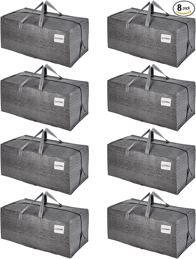 VENO 8 Pack Heavy Duty Moving Bags with Backpack Straps, Zippers & Handles, Extra Large Packing Bags for College Dorm Essentials, Moving Supplies Alternative to Cardboard Moving Boxes