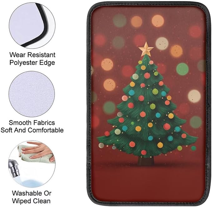 Christmas Tree Car Center Console Cover Armrest Pad Cover Universal Car Arm Rest Seat Storage Box Mat Non Slip Interior Accessories