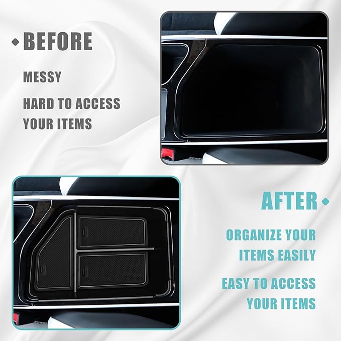 BestEvMod Center Console Organizer Compatible with 2025 2022-2024 Kia EV6 Accessories Tray Interior Accessories Armrest Storage Box ABS Material with PVC Trim (Middle Organizer)