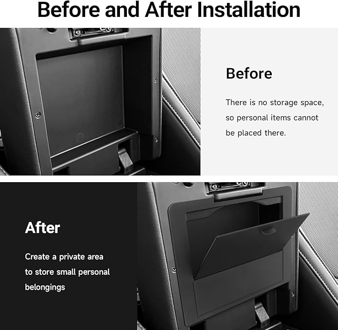 YOJOJOCO Center Console Hidden Box Organizer Compatible with Toyota Tacoma 2024 2025 2026 Accessories Black ABS Plastic Material Secret Compartment