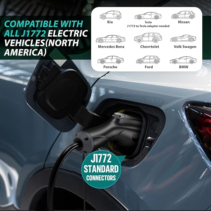 AIMILER Level 2 Electric Vehicle (EV) Charger(WIFI APP/Plug-play), 32A, 25ft Cable ETL Certified, 220V-240V NEMA 14-50P Plug EVSE w/ J1772 Connector, Portable EV Car Charging Stations for Home Level 2