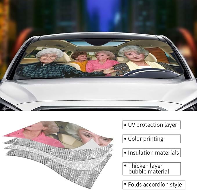 Funny Foldable Windshield Sun Shade for Car Sunshade for Car Windshield Covers Blocks Uv Rays Automotive Interior Sun Protection Universal Fit 51 X 27.5 in Keep Your Vehicle Cool