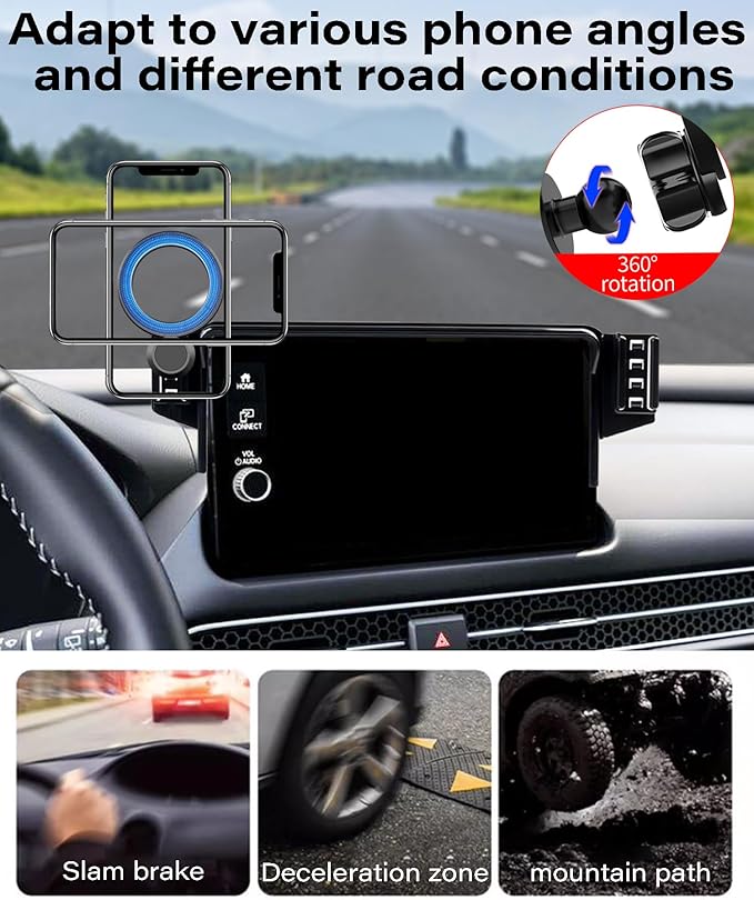 Magnetic Car Phone Mount for Honda HR-V HRV 2023-2026/CR-V CRV 2023 2024 2025 2026 Accessories,for MagSafe Strong Magnets Cell Phone Holder 7/9-Inch Screen Cradles,with Portable Phone Gripper