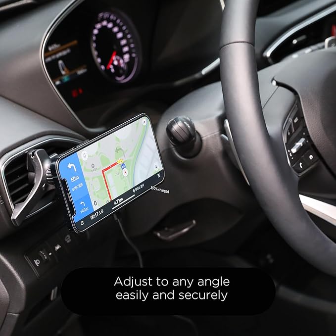 mooas Magnetic Car Mount Charger, Max.15W Fast wireless charger, Mag Safe car charger, Wireless car charger with air vent Mount, Cooling fan, Strong magnet, Compatible with iPhone, Galaxy, LG