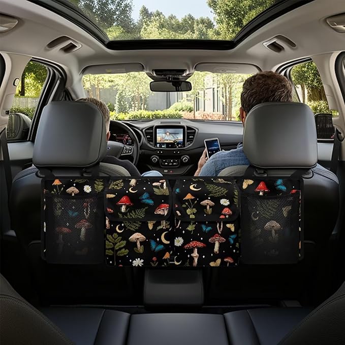 Mushroom Trunk Organizer Women Small SUV Trunk Organizers and Storage, Machine Washable Car Travel Accessories with 4 Pockets Are Deep Enough That Things Won't Sag or Fall Out