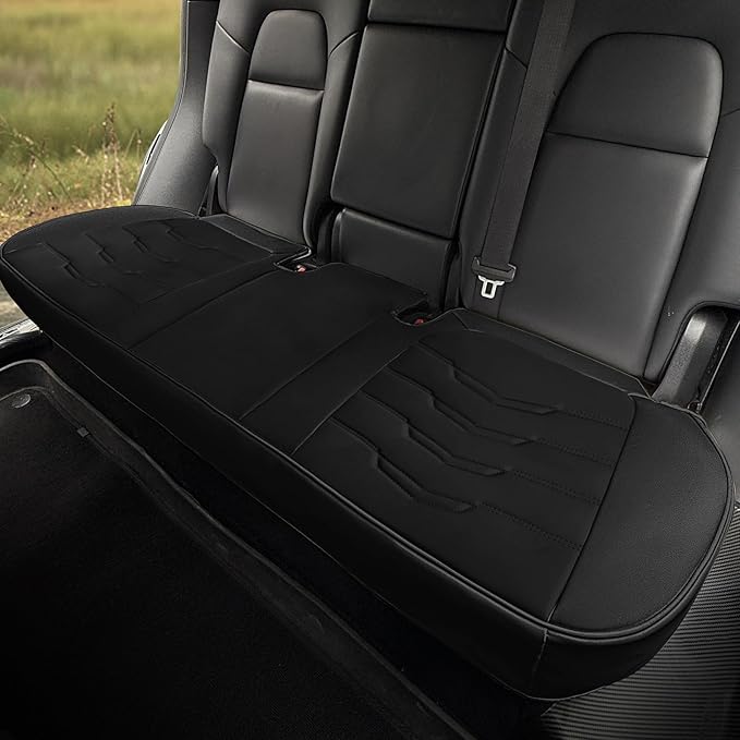 Seat Cover 2Pcs Custom Fit for Tesla Model Y/3 Car Seat Bottom Protector, Front Luxury Leather Car Seat Cushion, Wear-Resistant for 2020 2021 2022 2023 2024 Accessories (Black STG)
