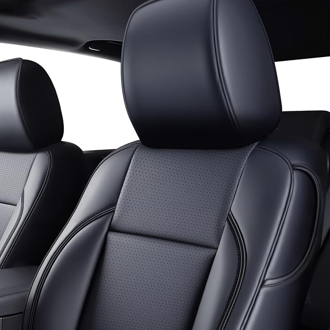 Fit Tacoma Car Seat Covers for Toyota Tacoma 2016-2023 - Upgraded Premium Waterproof & Breathable Leather, Airbag Compatible, All-Weather Seat Cushion Protector (2 Front/Black)