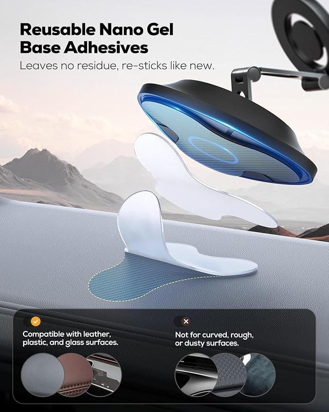 Nulaxy 2026 Upgraded Magsafe Car Mount for Dashboard, [Ultra-Stable & Strong] Car Phone Holder, [Foldable Three-axis] Magnetic Phone Holders for Your Car Compatible with iPhone 17 Pro Max, Red