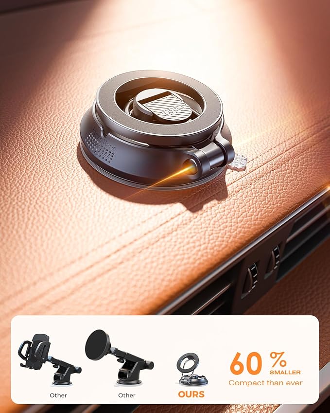 SUPERONE Car Phone Holder for Magsafe [78+LBS Strongest Suction & 2800gf Magnetic] 360° Adjustable Magnetic Car Mount, Foldable Cell Phone Holders for Your Car for iPhone 17 16 15 14 13 12 Series