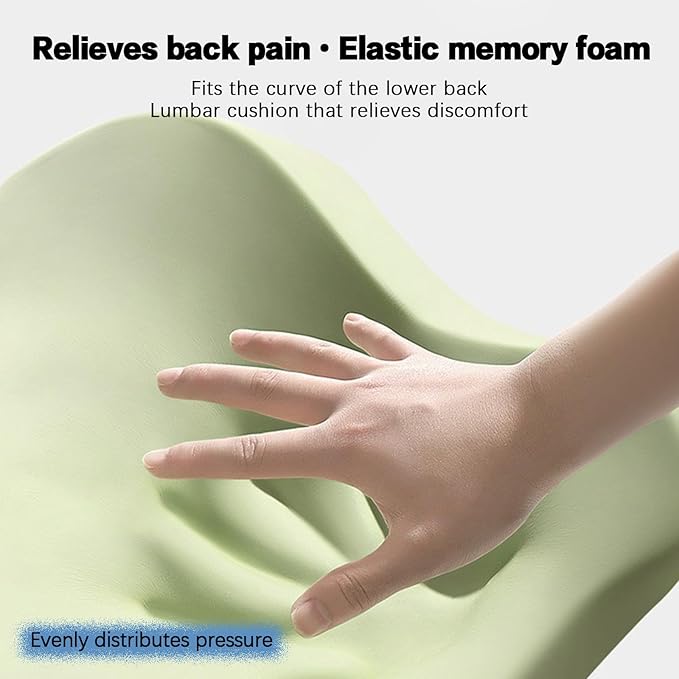 Memory Foam Lumbar Support Cushion-Ergonomic Back Support Pillow for Office Chair, Car Seat, or Long Sitting, Memory Foam Lumbar Pillow-Breathable & Comfortable, Relieves Lower Back Pressure