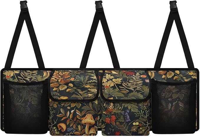 Mushroom Car Trunk Organizer with 4 Pockets, Hanging Car Backseat Storage Bag with 3 Adjustable Straps, Car Interior Accessories for SUV, Truck,Van