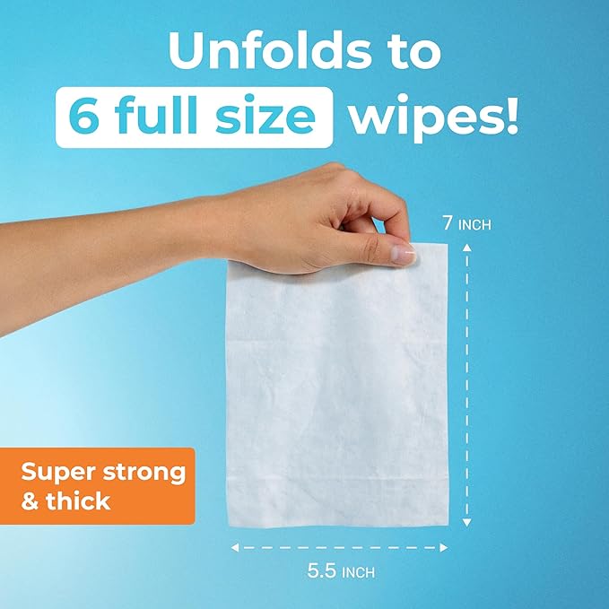 Impossibly Compact Travel Flushable Wipes - 99.5% Water and Aloe - Safe for Sensitive Skin & Hypoallergenic - Travel Essentials for Adults, Kids & Babycare, Unscented, 48 Pack 288 Wipes