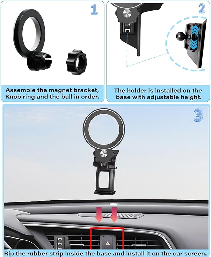 Car Phone Holder for Honda Civic 2016-2021 Accessories Compatible with MagSafe Hands-Free 360 Degree Rotation Adjustable Cell Phone Mount Does Not Affect Air Vent
