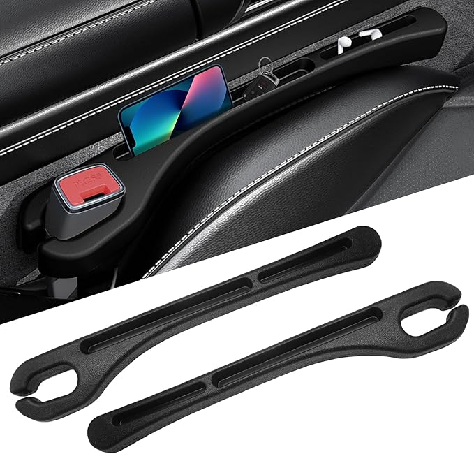 Black 2 PCS Car Seat Gap Filler, Car Seat Catcher Space Filler Between Car Seat and Console, Universal Car Accessories Auto Seat Gap Filler (Embedded)