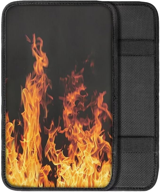 Coldinair Fire Flame Universal Car Center Console Pad Soft Armrest Protector Cover Fit for Most Vehicle,SUV,Truck,Car Interior Accessories Decor