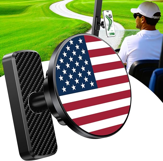 Magnetic Golf Cart Phone Holder, Golf Accessories Gifts for Men Dad Husband Unique, 360° Rotation US Flag Phone Mount for Golf Cart, Birthday Golf Gifts for Men Him Boyfriend, 2026 Golfers Must Haves
