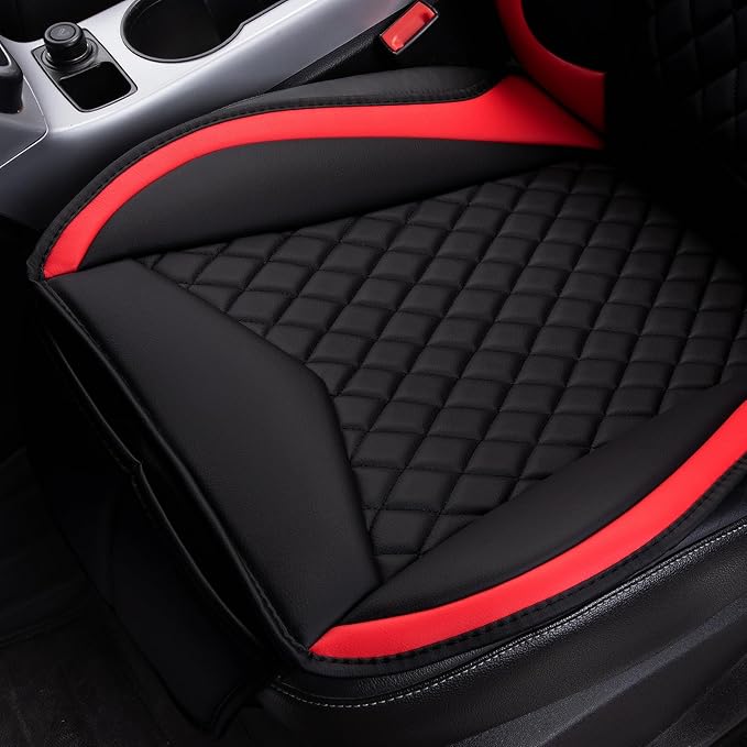 Flying Banner car seat Covers seat Cushions Luxe Fit Faux Leather Easy Installation Vehicles Non Slip Premium (Black Red, 2 x Front Seat Cover)