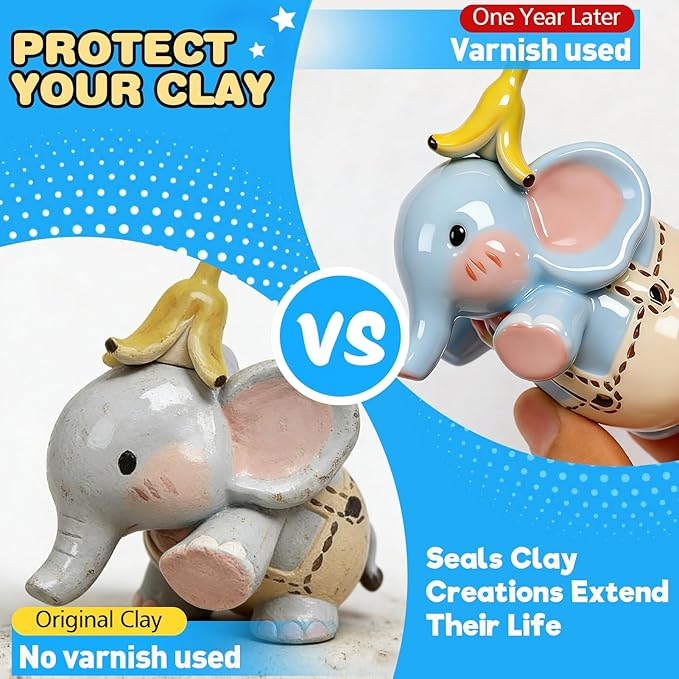 3.4FL OZ Air Dry Clay Glaze, High Gloss Varnish, Protective Sealant to Prevent Cracking & Scratching While Providing a Gloss Glaze Effect - for Ceramics, Wood, Acrylic Painting and Crafts (Gloss)