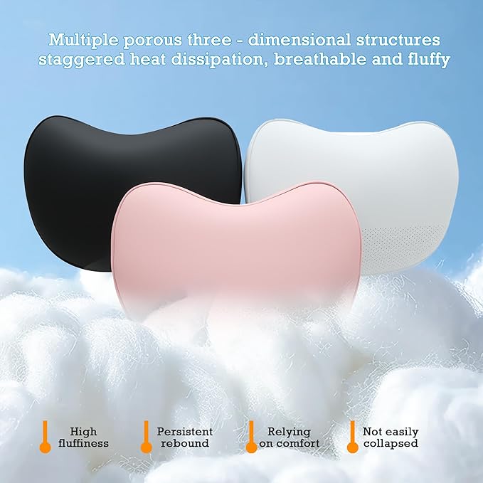 Car Headrest Neck Pillow for Tesla Model Y Model S Model X Model 3 Highland Cybertruck Accessories Car Seat Pillow Head Neck Rest Cushion Neck Support, 2 Packs, White
