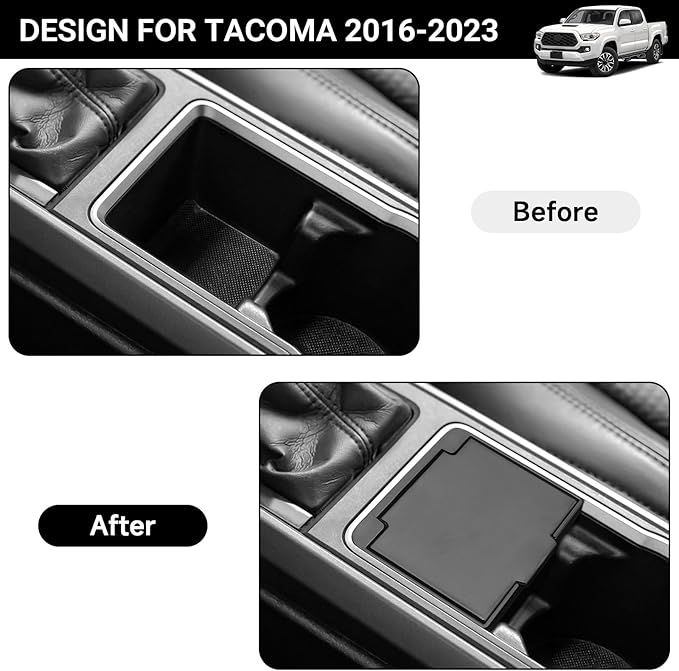 YOJOJOCO Center Console Coin Box Organizer Compatible with Toyota 2016-2020 2021 2022 2023 Tacoma Accessories ABS Material Insert Cup Holder Storage Box