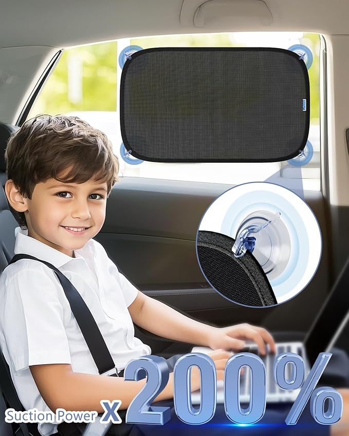Car Window Shades for Baby【8 Suction Cups & Static Cling】 2 Pack-21"x14" Side Window Cover for Child,Certified Sunshades for Kids to Block 99.9% UVR, Sun Shade Universal Fit Most of Cars