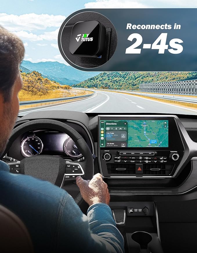 JOYTUTUS Wireless CarPlay Adapter, 2 in 1 Wired to Wireless for iPhone CarPlay & Android Auto, Adapter Compatible with USB A & USB C, Mini Cube Design for Cars with Built-in Wired Apple CarPlay