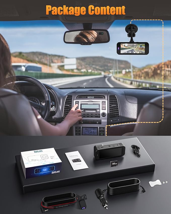 Dash Cam Front and Rear, 4K+1080P Dual Dash Camera for Cars with 5G WiFi, Built-in High-Capacity Storage, Night Vision, G-Sensor, 24H Parking Mode