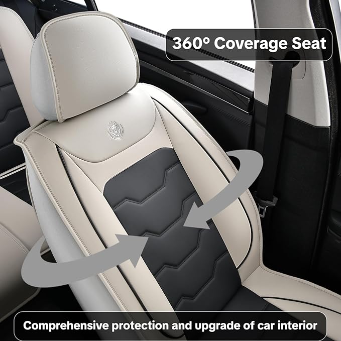 Gray Car Seat Covers for Ford Bronco Sport 2021-2025 Car Seat Cover, Waterproof PU Leather, 5 Piece Full Set, Easy to Clean and Install, Wear Resistance, Protect and Upgrade Seats