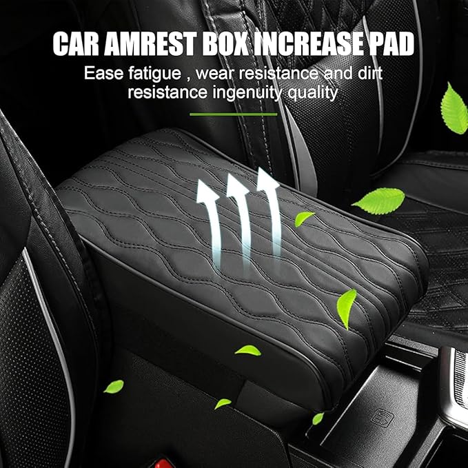 Leather Car Armrest Box Pad for Tesla Cybertruck 2023 2024, Memory Foam Car Center Console Cover Comfort Waterproof Arm Rest Cushion Pad Universal Accessories,A/Black
