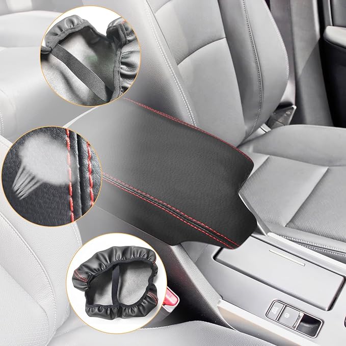 Compatible with Center Console Armrest Cover for Honda Accord 2013 2014 2015 2016 2017 Leather Arm Rest Storage Box Lids Cushion Protector Pad