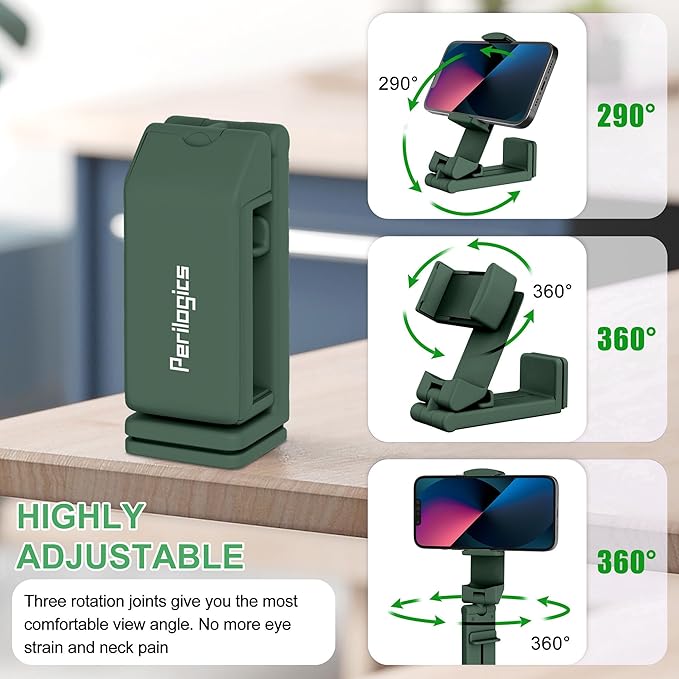 Perilogics Airplane Phone Holder Mount Universal in Flight Hands Free Viewing with Multi-Directional Dual 360 Degree Rotation (Evergreen)