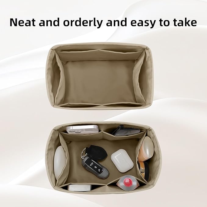 DGAZ Silk Purse Organizer Insert Fits LV Speedy 16/20/25/30/35/45 bags，Silky Smooth Bag Organizer，Luxury Handbag & Tote Shaper（Etoupe grey，SP20）