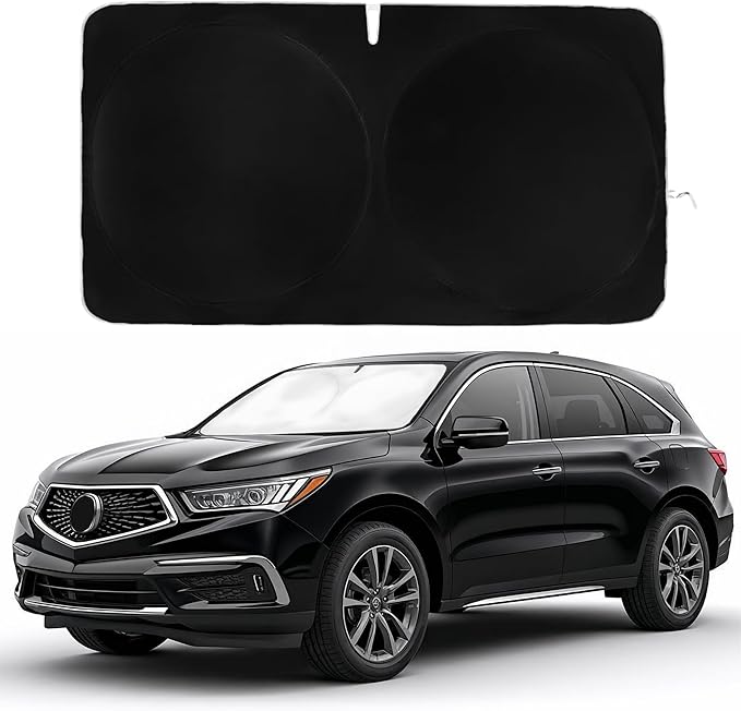 Windshield Sun Shade -Certified 99.87% UVB & 99.02% UVA Car Sun Shade. Award Winning Sunshade - Patented Technology | Compatible for Acura MDX (2021-2026) | Car Shades by Kinder Fluff