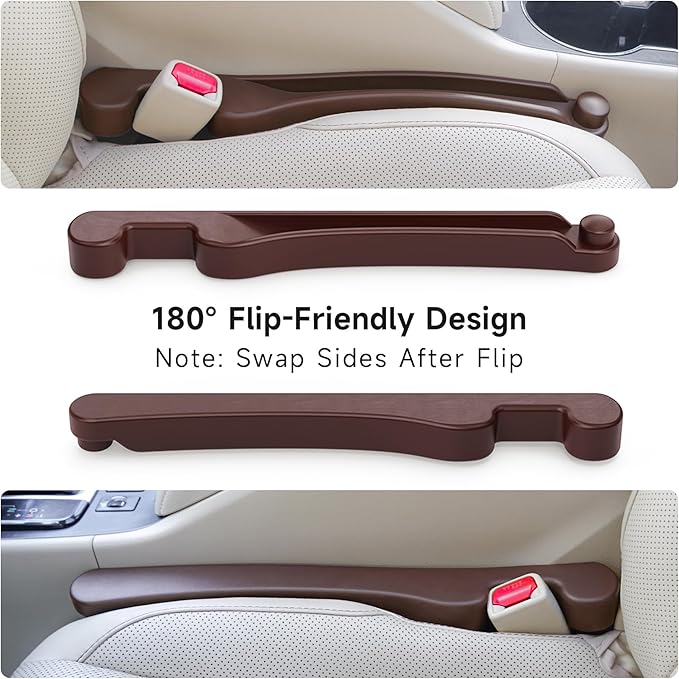 Car Seat Gap Filler 2 Pack Soft Foam Multifunctional Seat Side Gap Filler with Organizer & Hook Function, 3in1 Gap Stopper Universal Fit Car SUV Truck Fill The Gap Between Seat & Console (Deep Brown)