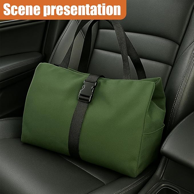 YoRise Car Seat Organizer, Oxford Cloth Roll Up Tool Bag With 5 Zipper Pockets, Hanging Back Seat Car Organizer, Portable Waterproof Vehicle Storage Accessories for Cars, Trucks, SUVs (Green)