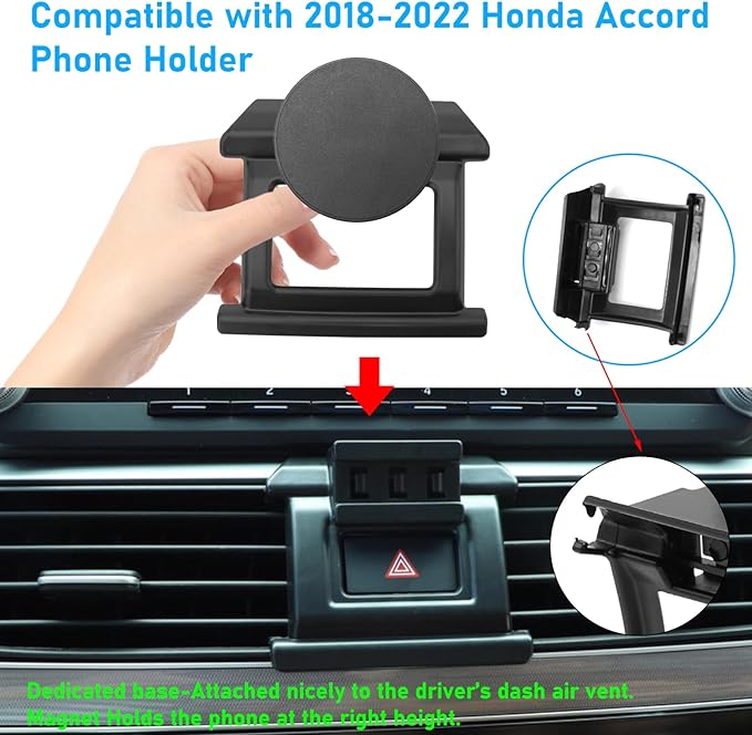 Compatible with Honda Accord Phone Holer Mount 2018-2022 for Hazard Light Slot,10th Gen Accord Air Vent Phone Holder Anti-Shake,Cell Phone Holder Mount-360 Degree Rotation Accord Phone Stand