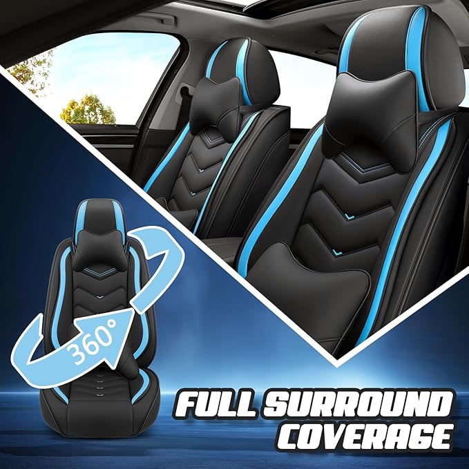 Car Seat Covers for Lexus ES 350 2007-2026, Premium Nappa Leather Car Seat Cover, Stylish Sport Seat Covers， Automobile Seat Cover Sets.(Luxury 5 Seats/Black Blue)