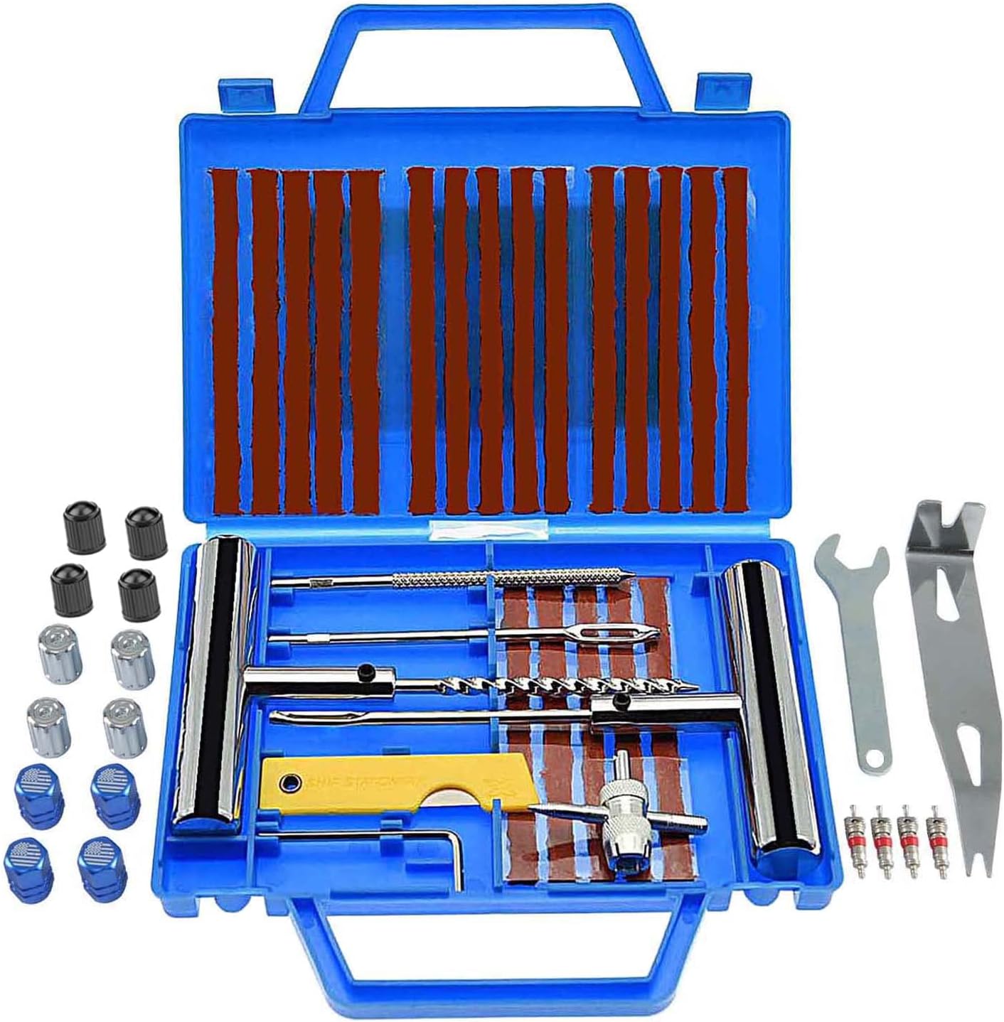 Tire Repair Kit,46pcs Heavy Duty Tire Plug Kit, with Universal Tire Patch Kit to Plug Flats for Car/Motorcycle/Truck/Tractor/Trailer/RV/ATV