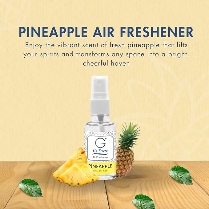G's Breeze Pineapple Air Freshener – Juicy and Refreshing Tropical Aroma – Ideal for Home, Car, or Office – Infuse Your Space with the Sweet, Zesty Fragrance of Fresh Pineapple